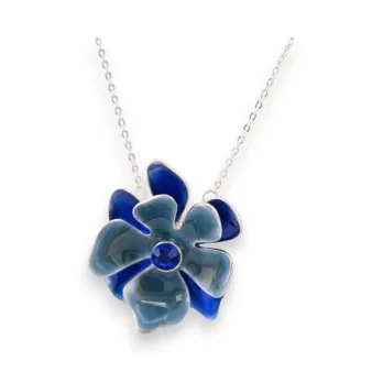 Silver Blue Flower Necklace by Ikita