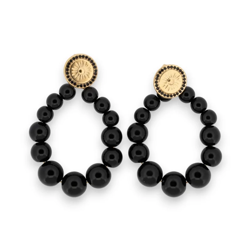 Black and gold Creole earrings