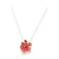 Collier argenté Fleur rouge rose de chez Ikita