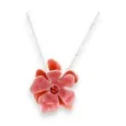 Collier argenté Fleur rouge rose de chez Ikita