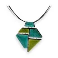 Anise green and turquoise Ikita geometric necklace