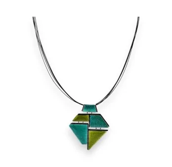 Collier géométrique Ikita vert anis et turquoise