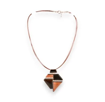 Collana geometrica Ikita in smalto marrone e arancione