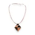 Collana geometrica Ikita in smalto marrone e arancione