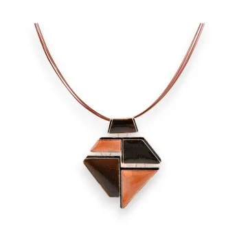 Collar geométrico Ikita esmalte marrón y naranja