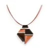 Ikita geometric necklace with brown and orange enamel