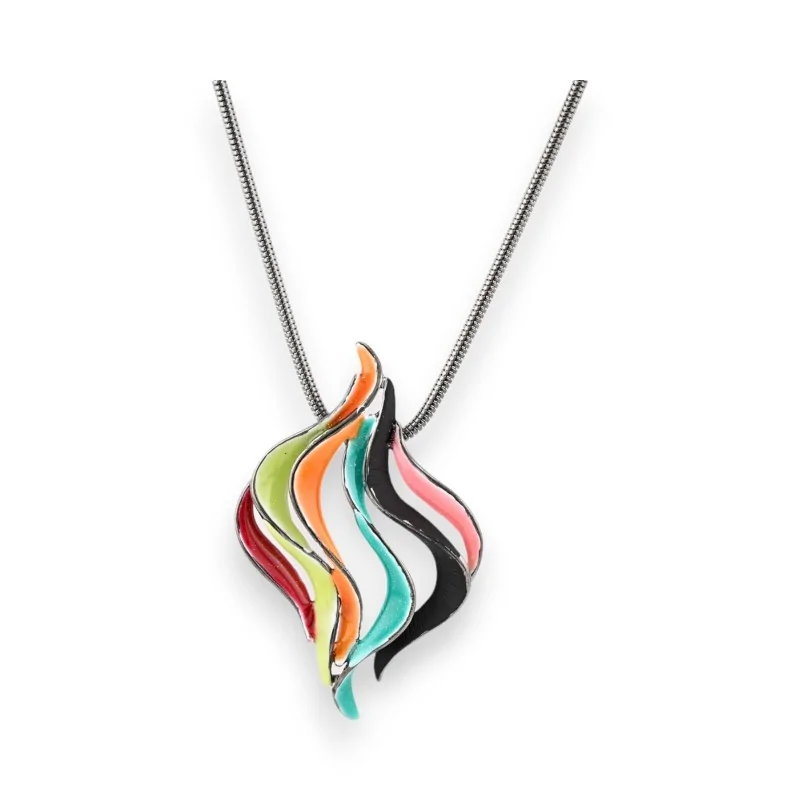 Collana da bigiotteria Ikita con medaglione design multicolore