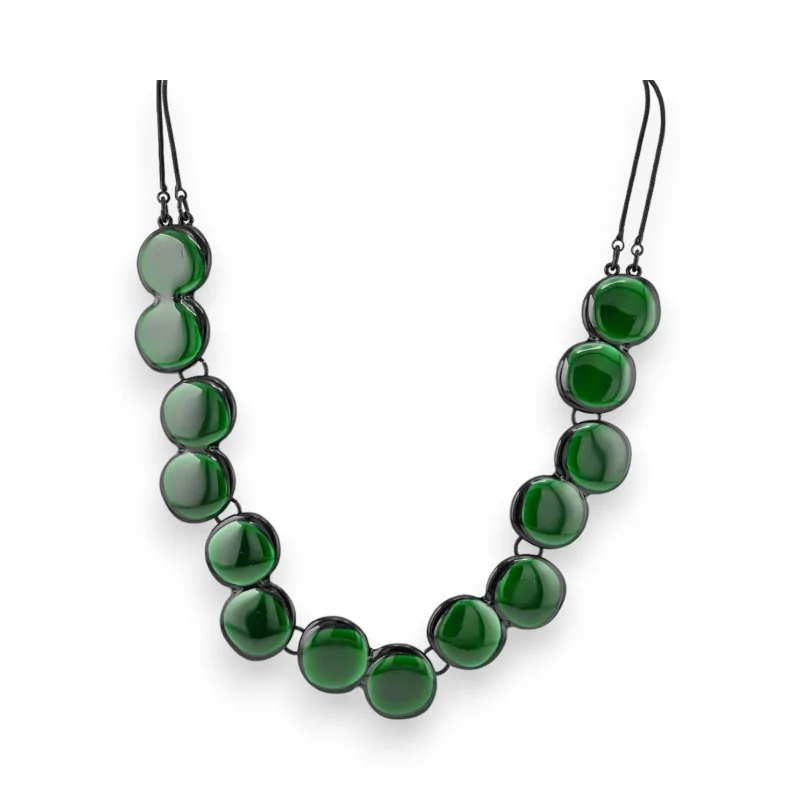 Collier Fantaisie Ikita Cercles Vert bouteille