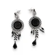 Hanging black and silver earrings