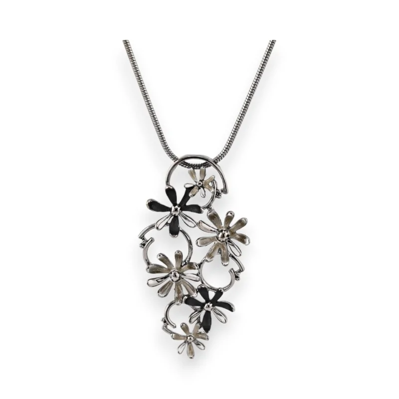 Collier Floral Fantaisie Ikita Gris et Noir