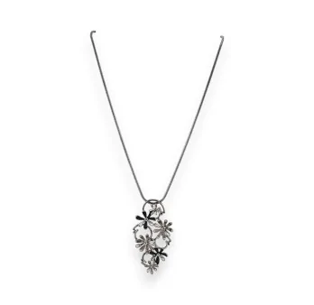 Ikita Gray and Black Fantasy Floral Necklace