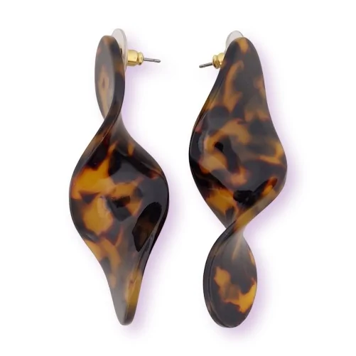 Boucles d'oreilles chips spirale motif léopard