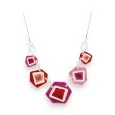 Ikita Silver Geometric Fantasy Necklace with Red and Pink Shades