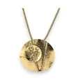 Ikita's geometric relief medallion necklace in aged gold