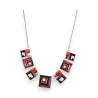 Geometric square necklace in shades of burgundy red by Ikita