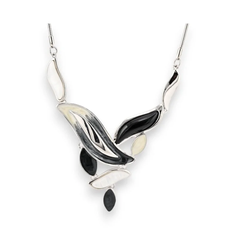 Black and White Designer Locket Necklace by Belle Miss