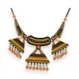 Ethnic necklace Ikita mustard and black medallion