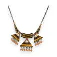 Ethnic necklace Ikita mustard and black medallion