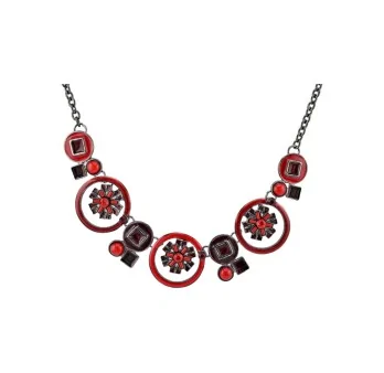 Collier fantaisie Ikita médaillons rouges