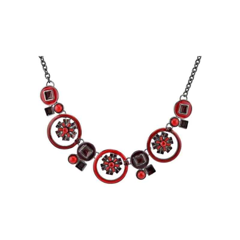 Ikita costume necklace with red medallions