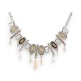 Silver-plated fashion necklace with beige shades by Ikita