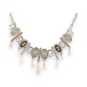 Silver-plated costume necklace with beige shades by Ikita