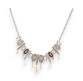 Silver-plated fashion necklace with beige shades by Ikita