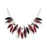 Collier Fantaisie Argenté Ikita feuilles Bordeaux