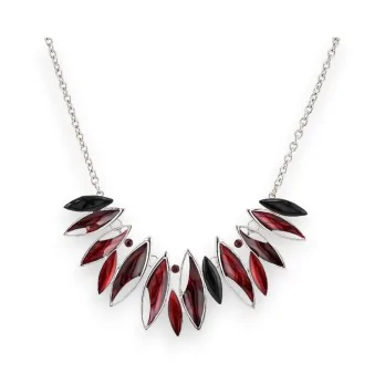 Collier Fantaisie Argenté Ikita feuilles Bordeaux