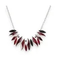 Collier Fantaisie Argenté Ikita feuilles Bordeaux