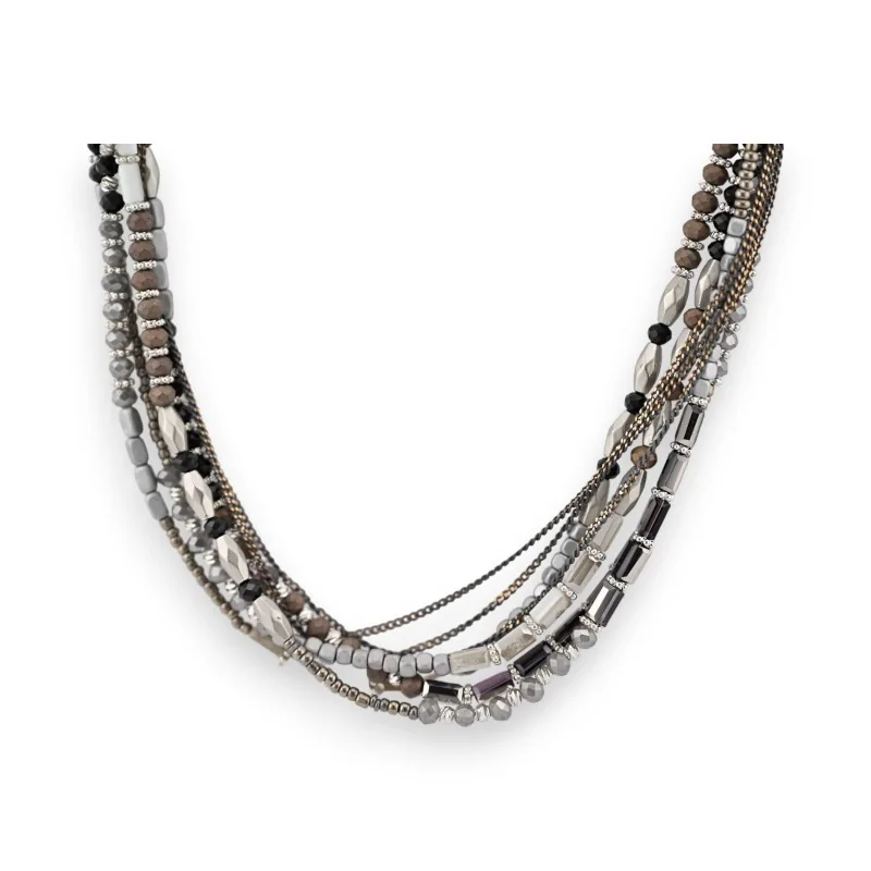 Multi-strand necklace by Ikita in grey and black