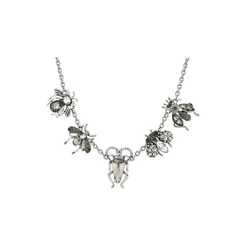 Collier fantaisie argenté insectes Belle Miss