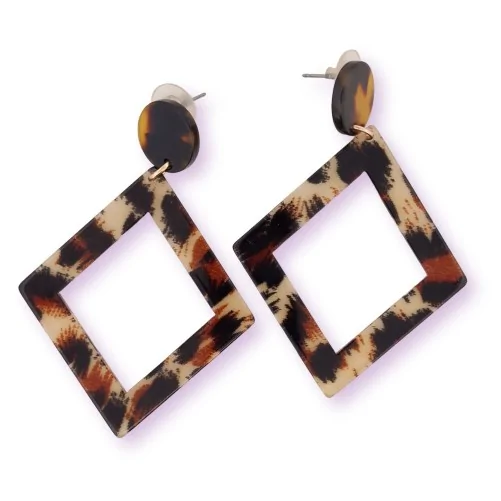 Leopard Square Earrings