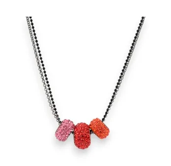 Ikita black costume necklace with colorful rhinestone beads