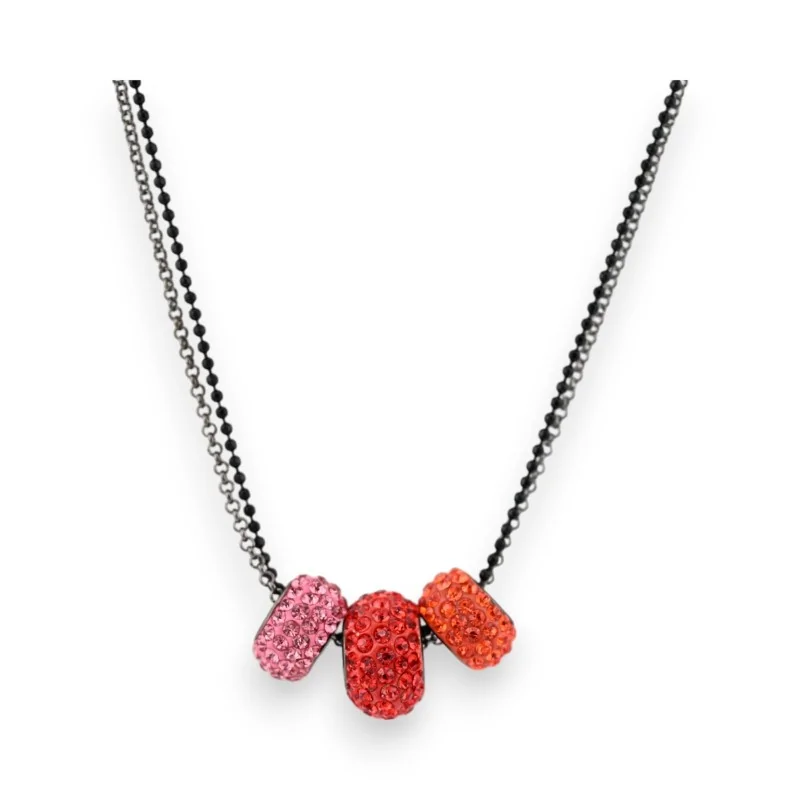 Collar de fantasía Ikita negro con perlas de estrás de colores