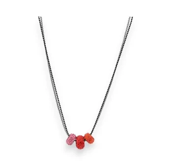 Collier fantaisie Ikita noir à perles strass colorées