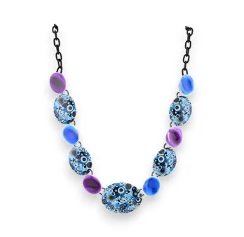 Collier Fantaisie Graphisme bleu violet de chez Ikita