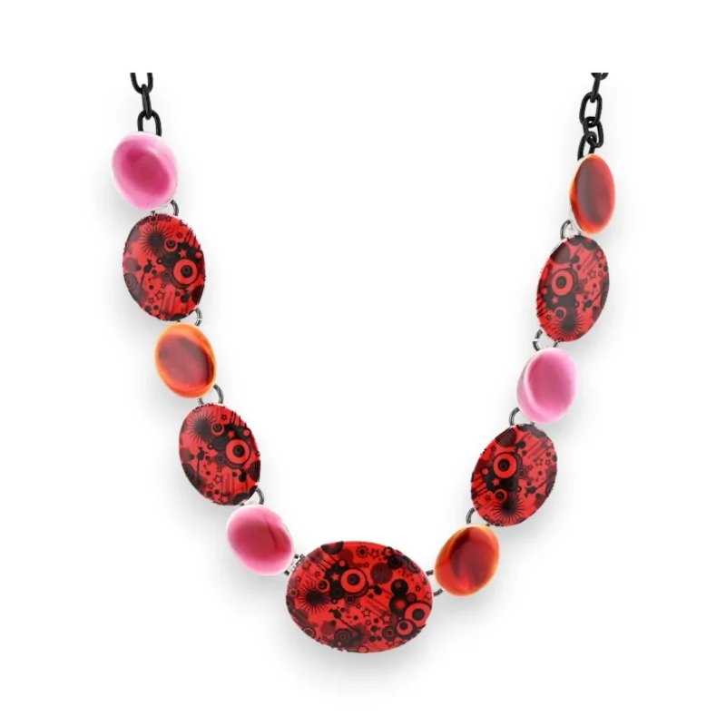 Red and Pink Disc Necklace by Ikita