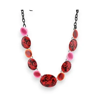 Red and Pink Disc Necklace by Ikita