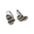 3D heart-shaped earrings with rhinestones