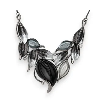 Fantasy Black and Grey Leaf Necklace by Belle Miss