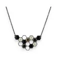 Black and white honeycomb medallion fashion necklace by Ikita