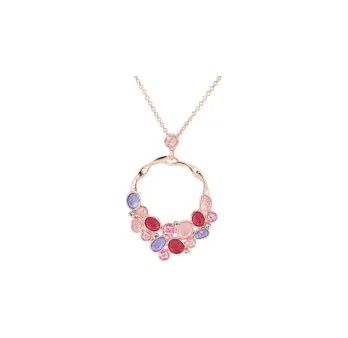 Collier Médaillon Circulaire Alvéolé Rose Doré Ikita