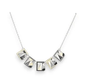 Collier argenté Géométrique gris et blanc de chez Ikita