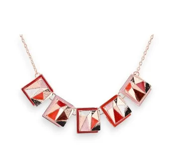 Geometric rose gold-plated costume necklace with red hues by Ikita