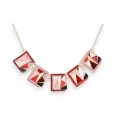 Geometric rose gold-plated costume necklace with red hues by Ikita