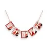 Geometric rose gold-plated costume necklace with red hues by Ikita