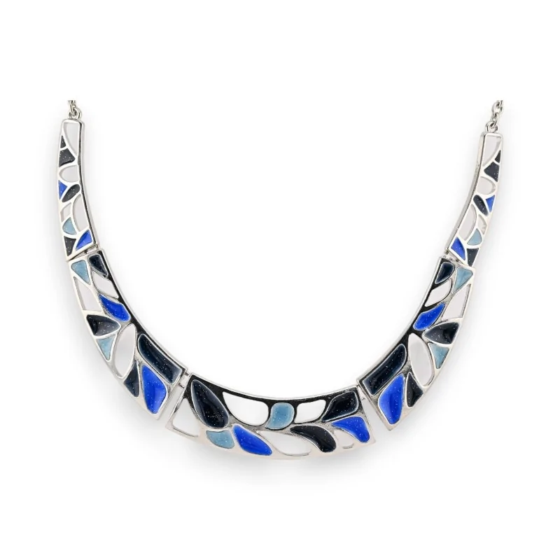 Blue Mosaic semi-rigid necklace by Ikita