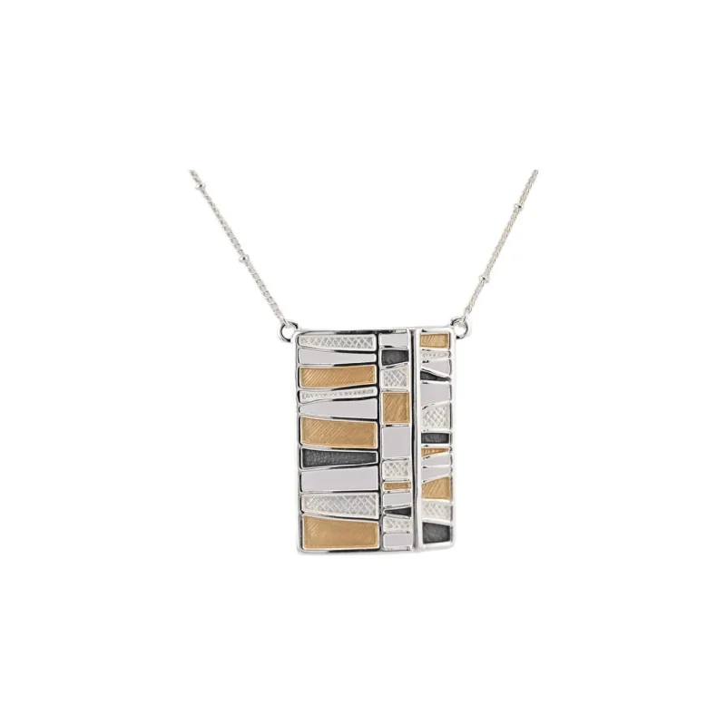 Silver-plated fashion necklace with geometric pendant by Ikita