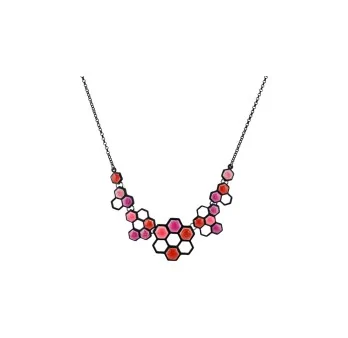 Fantasy honeycomb necklace in shades of pink by Ikita